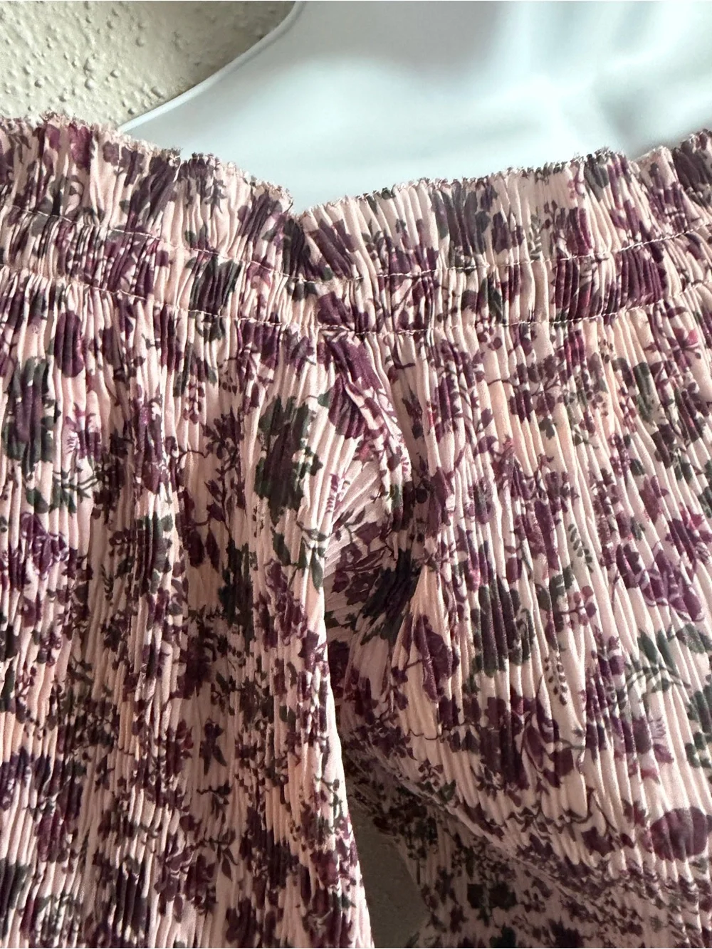 Free People Dusty Pink Floral Off-Shoulder Smocked Bodysuit